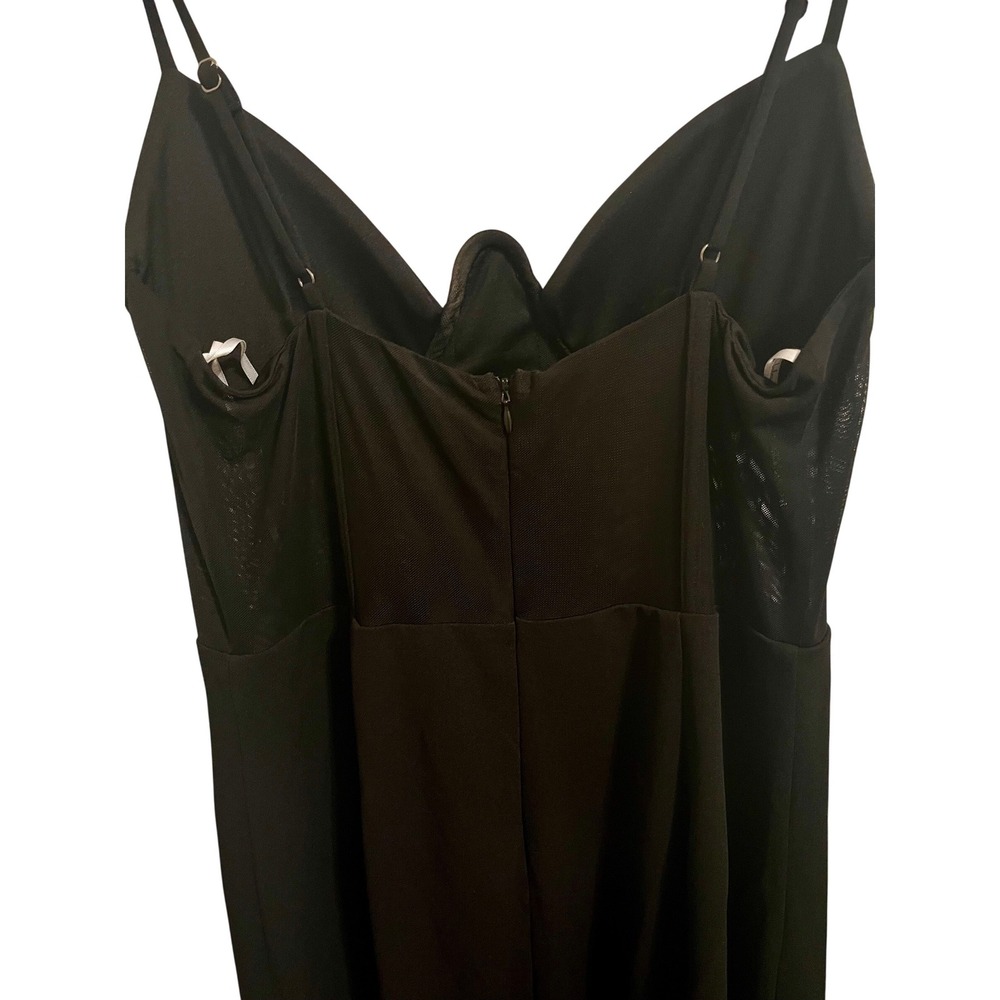 Lulus Black Bustier Mesh Maxi Dress XL Slit Formal Evening Gown - Picture 8 of 11